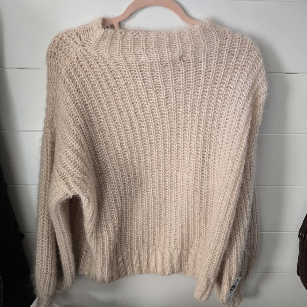 Sezane La Maille Pull Orich Super Kid Mock Neck Sweater Balloon Sleeves Size XS - Picture 5 of 7